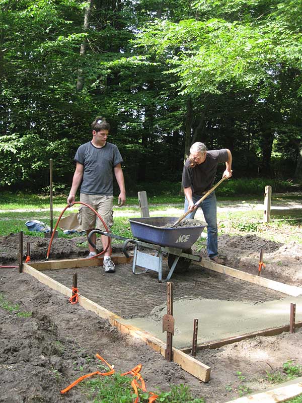 Steve and Zac Pouring Cement